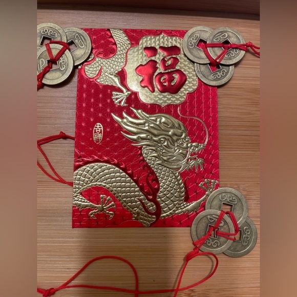 Red Lucky Money Envelope 3 Feng Shui Coin Set - Picture 4 of 12